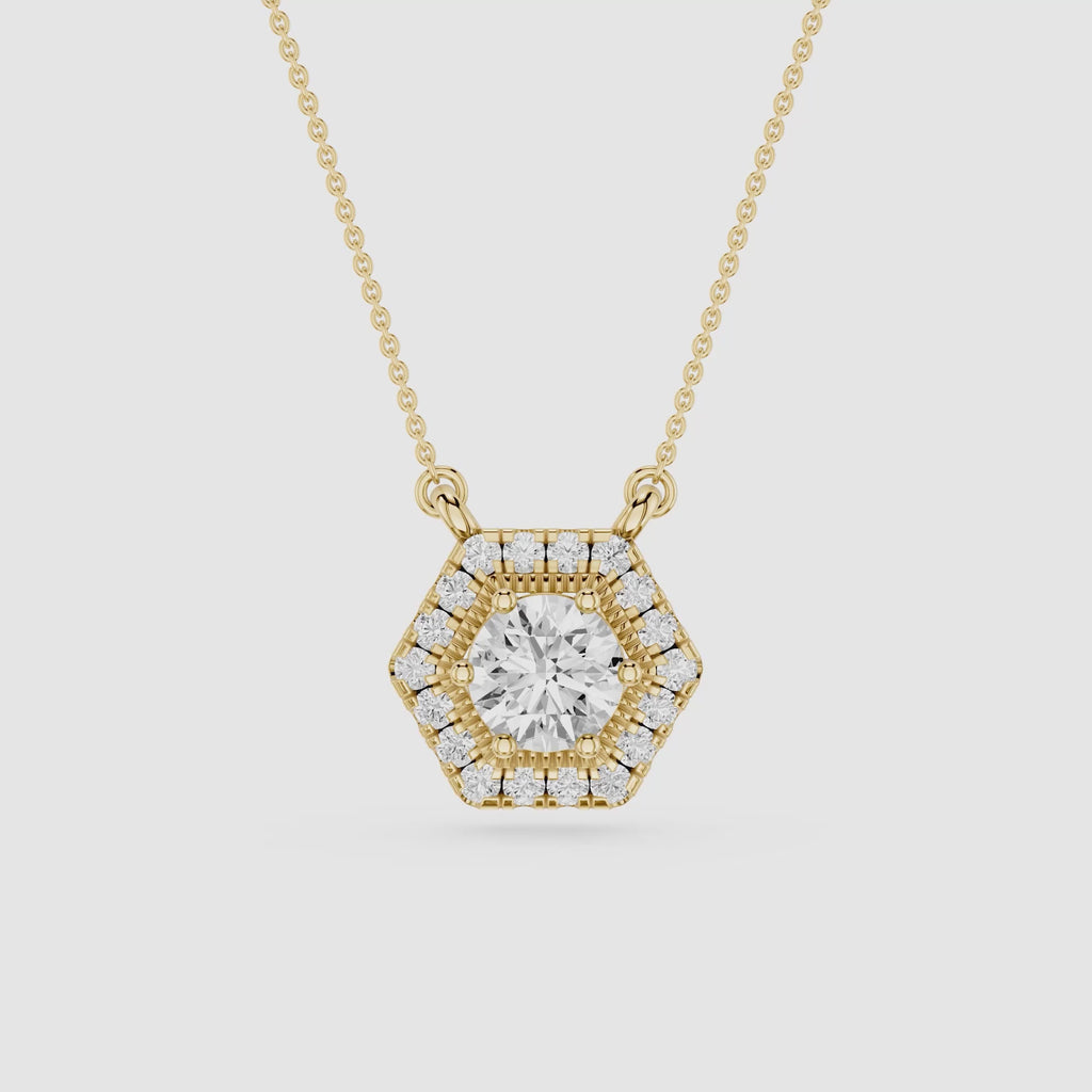 Hexagon Halo Lab Grown Diamond Pendant