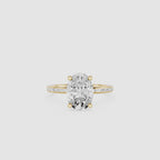 Oval Cut Lab Grown Diamond Baguette Accent Engagement Ring