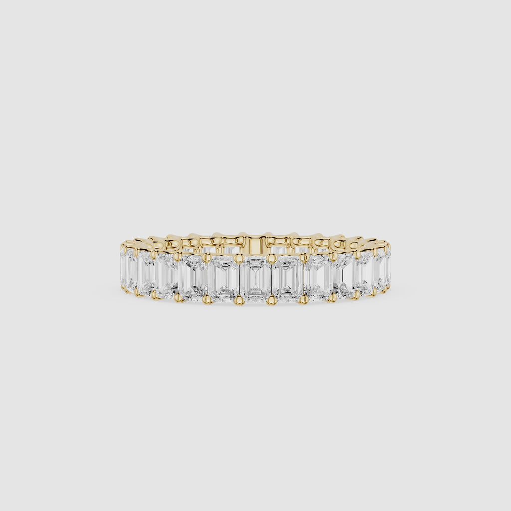 Emerald Cut Lab Grown Diamond Eternity Wedding Band