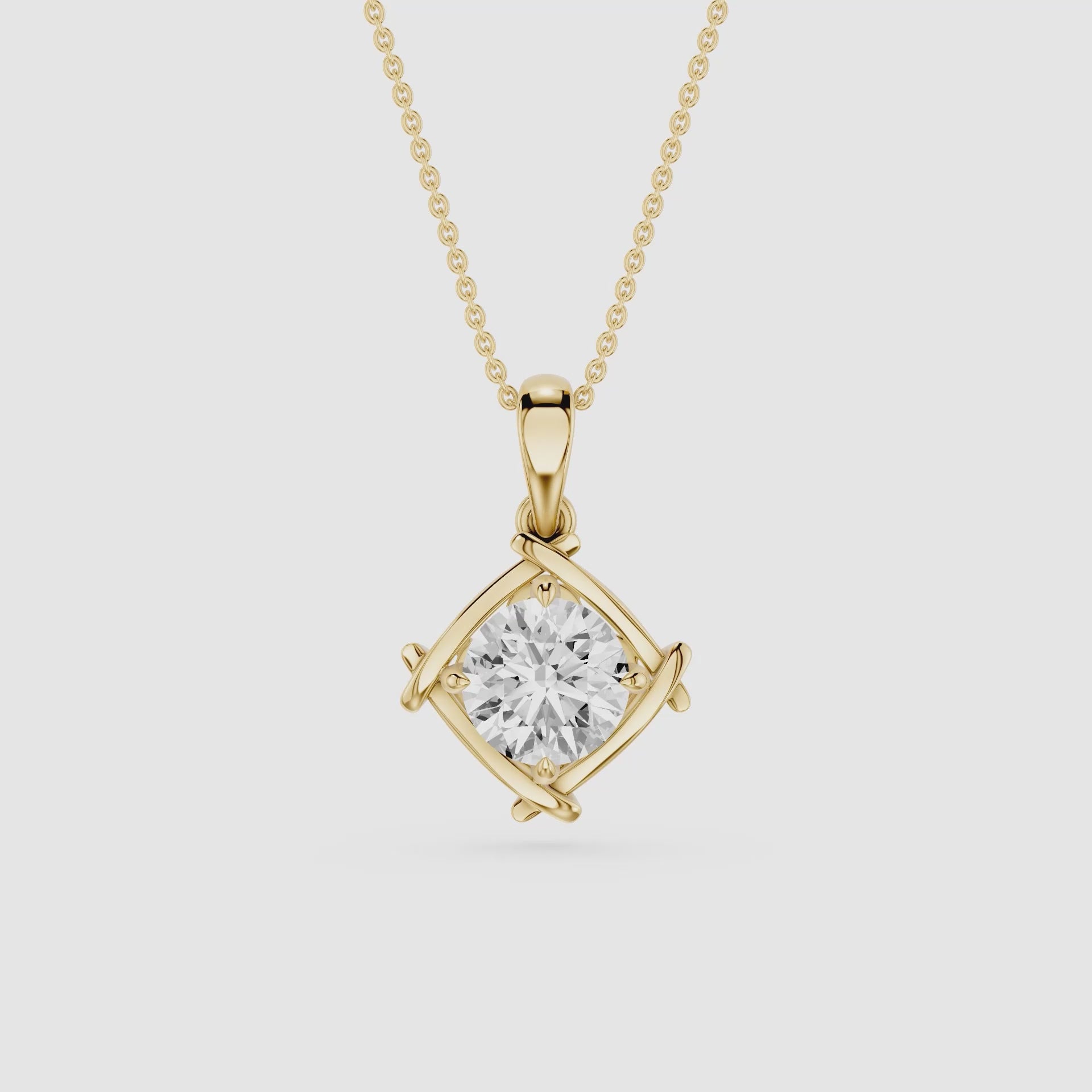 Round Cut Lab Grown Diamond Twist Frame Pendant