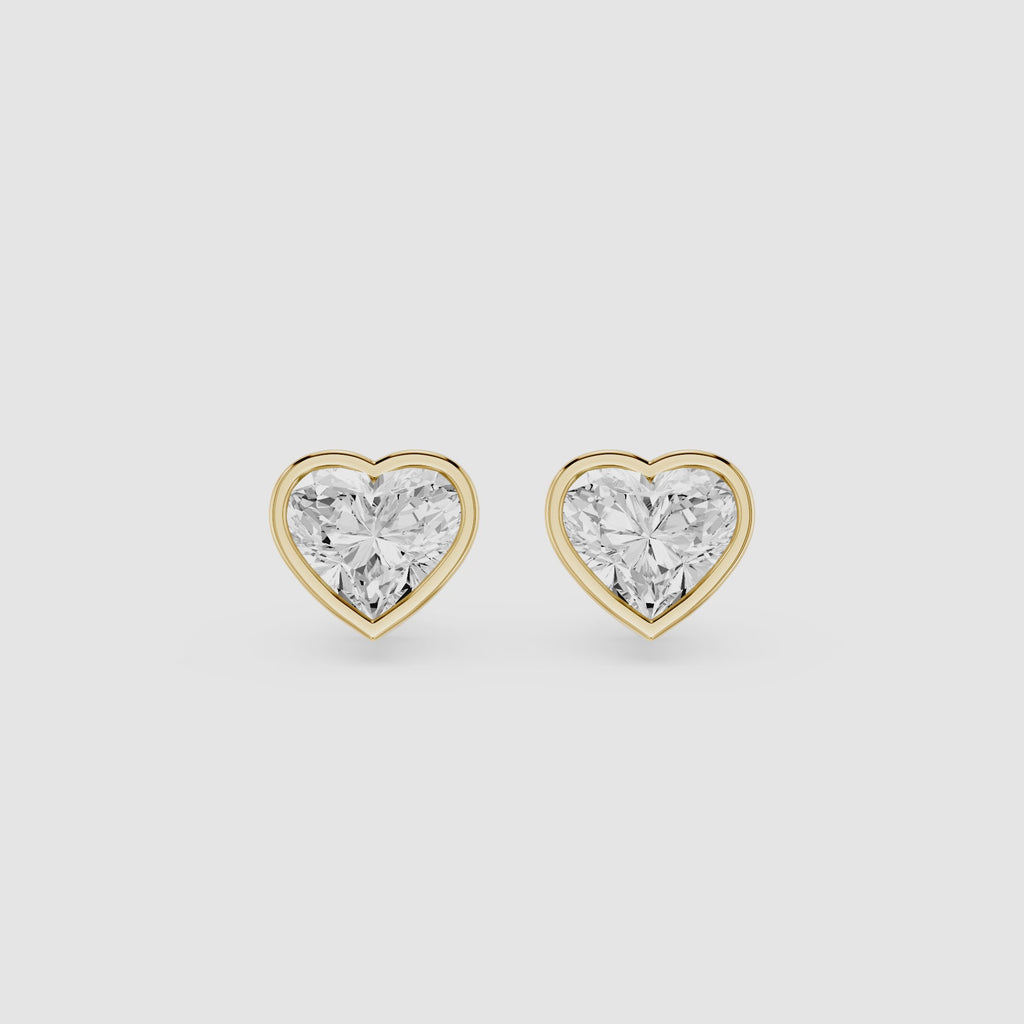 Heart Cut Lab Diamond Bezel Stud Earrings