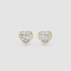 Heart Cut Lab Diamond Bezel Stud Earrings