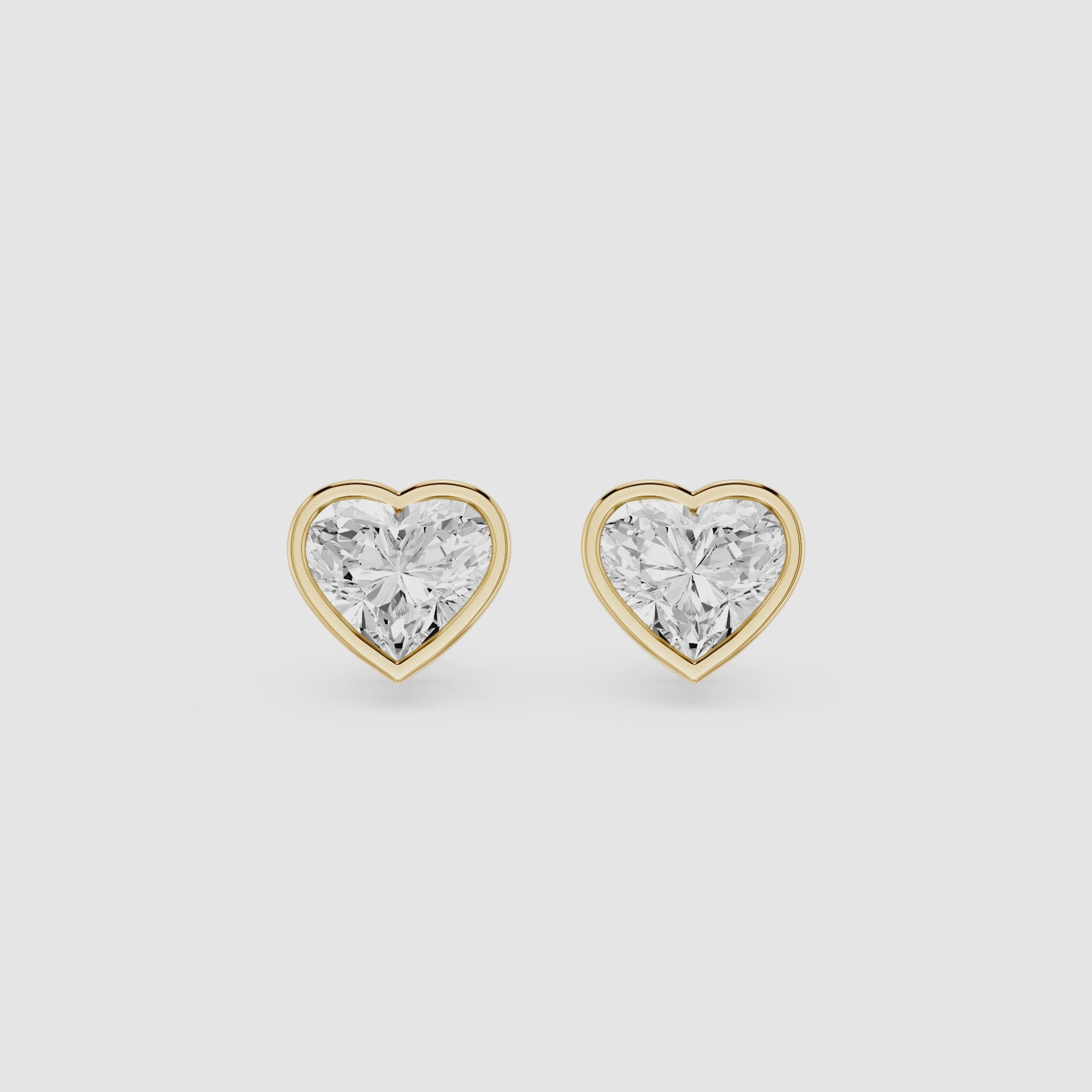 Heart Cut Lab Diamond Bezel Stud Earrings