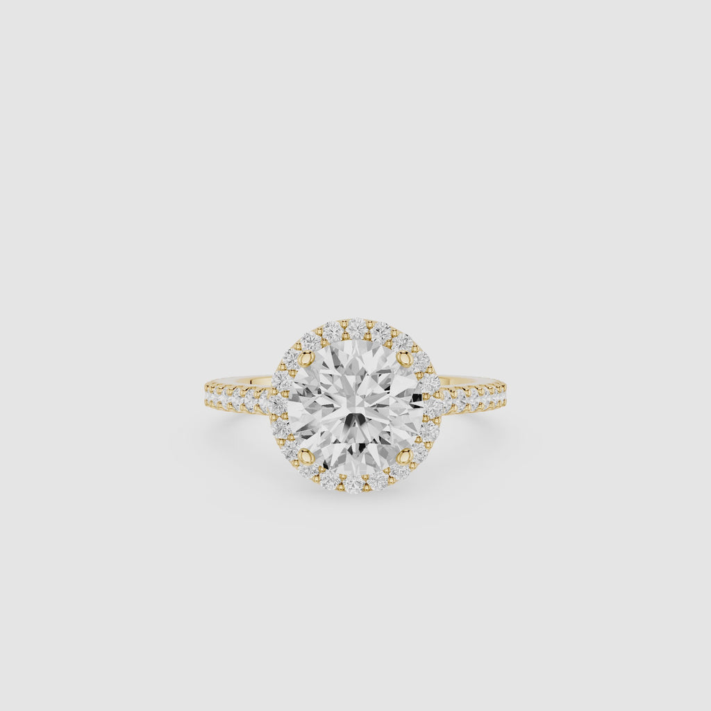 Round Lab Grown Diamond Halo Engagement Ring