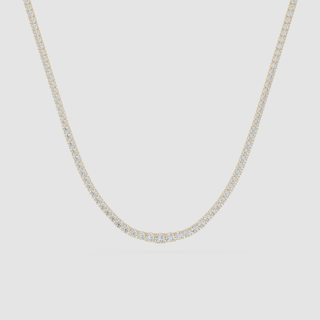 Graduated Round Cut Lab Grown Diamond Tennis Necklace