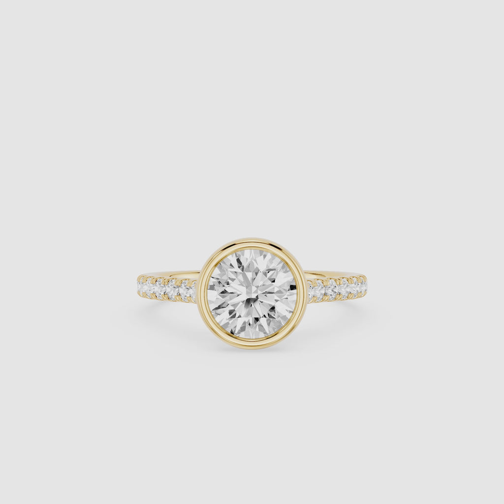 Round Bezel Set Lab Grown Diamond Engagement Ring