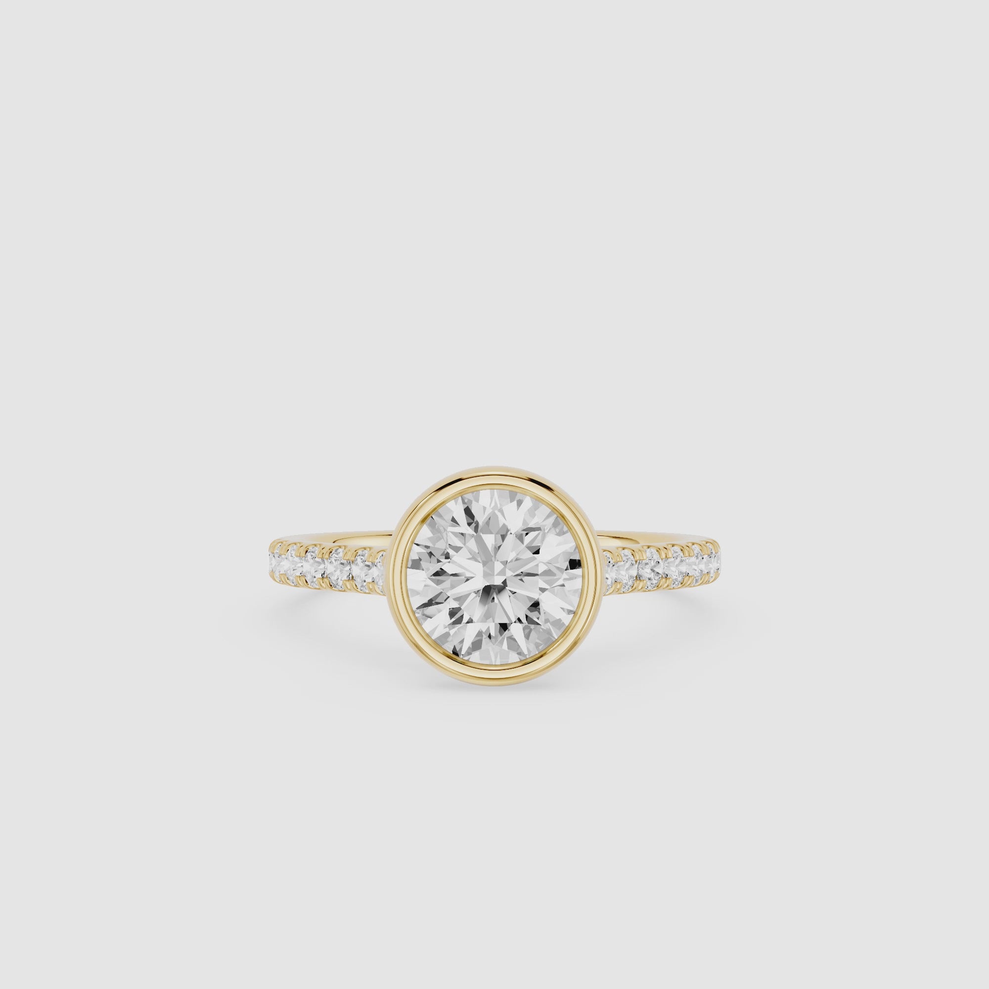 Round Bezel Set Lab Grown Diamond Engagement Ring
