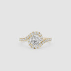Round Lab Grown Diamond Twisted Halo Engagement Ring