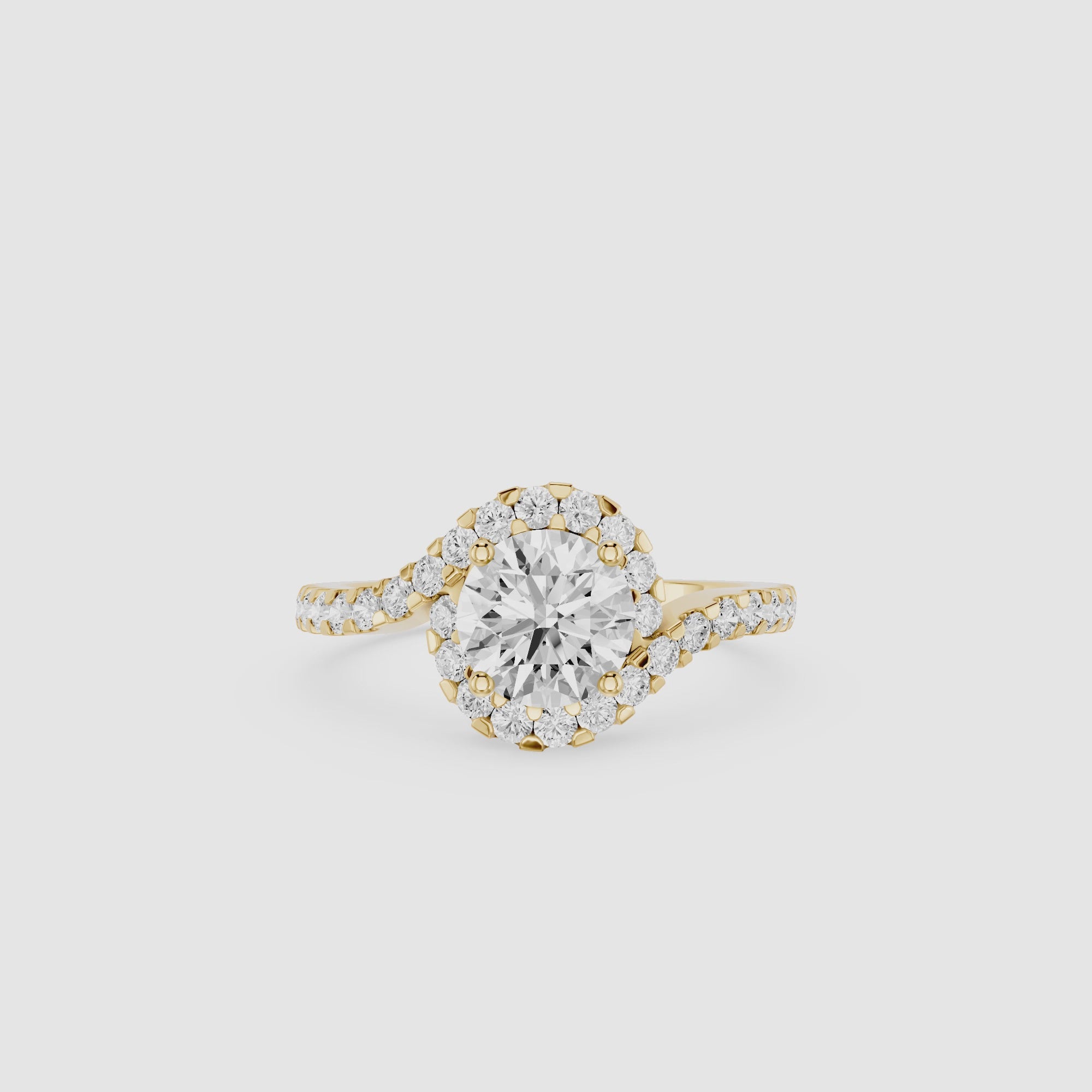 Round Lab Grown Diamond Twisted Halo Engagement Ring