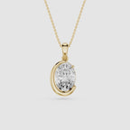 Oval Cut Lab Grown Diamond Crescent Pendant