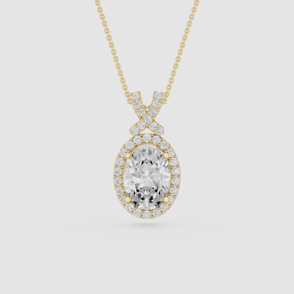 Oval Lab Grown Diamond Halo Pendant