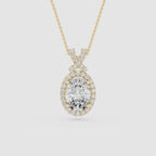 Oval Lab Grown Diamond Halo Pendant