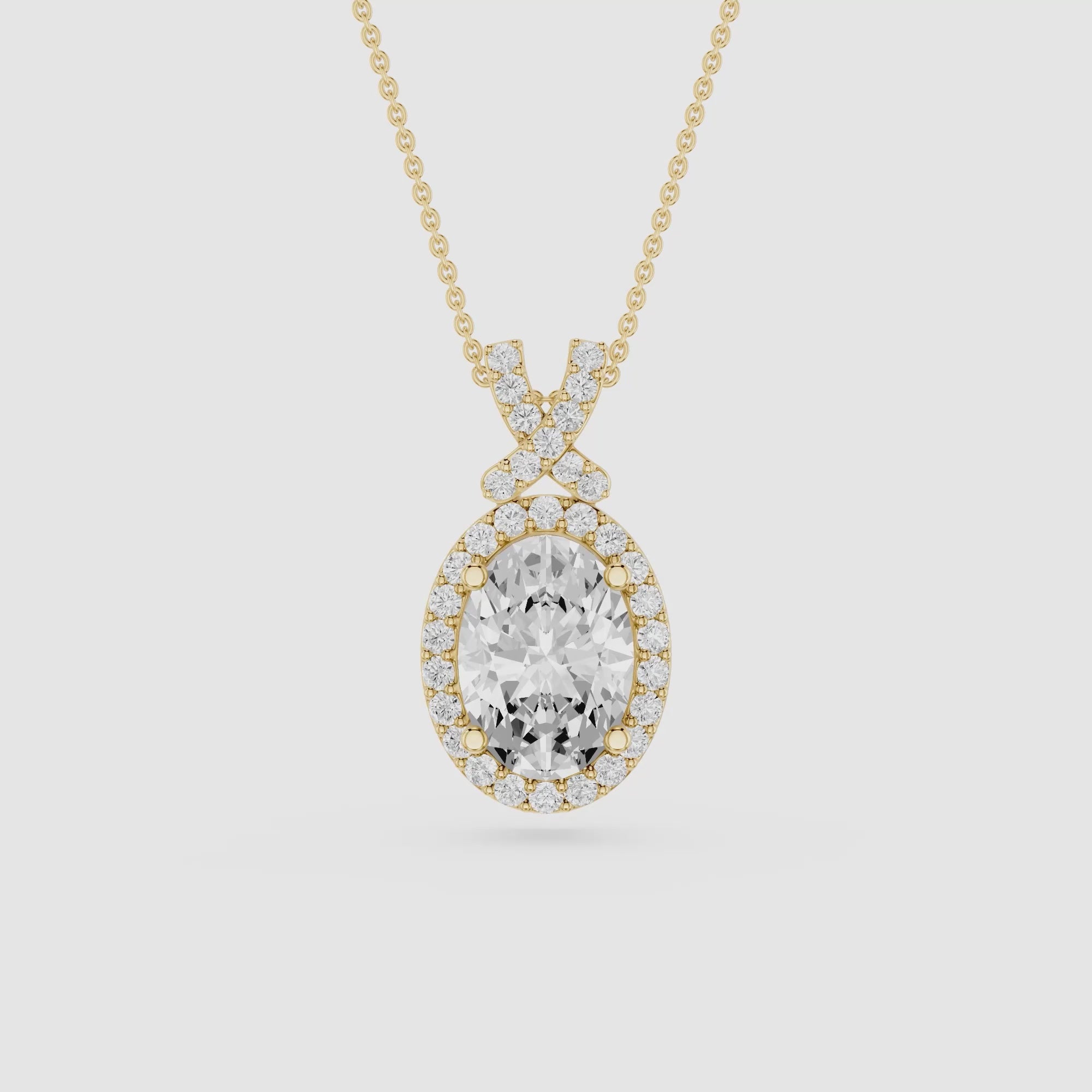 Oval Lab Grown Diamond Halo Pendant