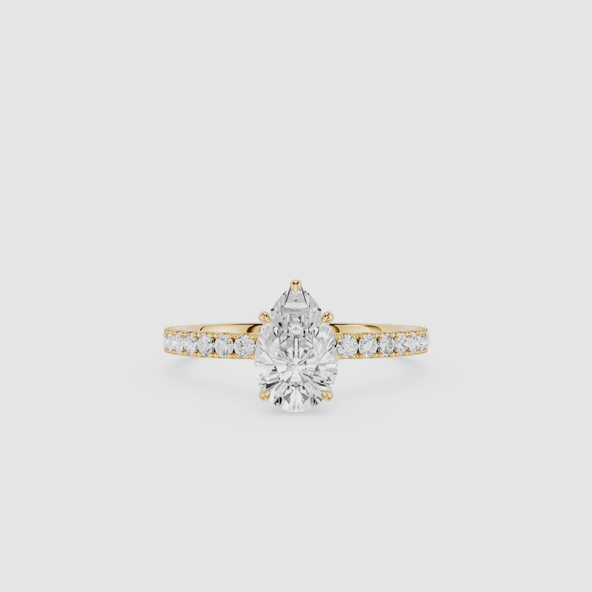 Pear Cut Lab Grown Diamond Solitaire Engagement Ring