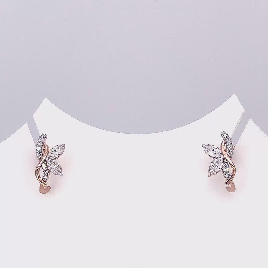 Lab Grown Marquise Cut Diamond Rose Gold Stud Earrings