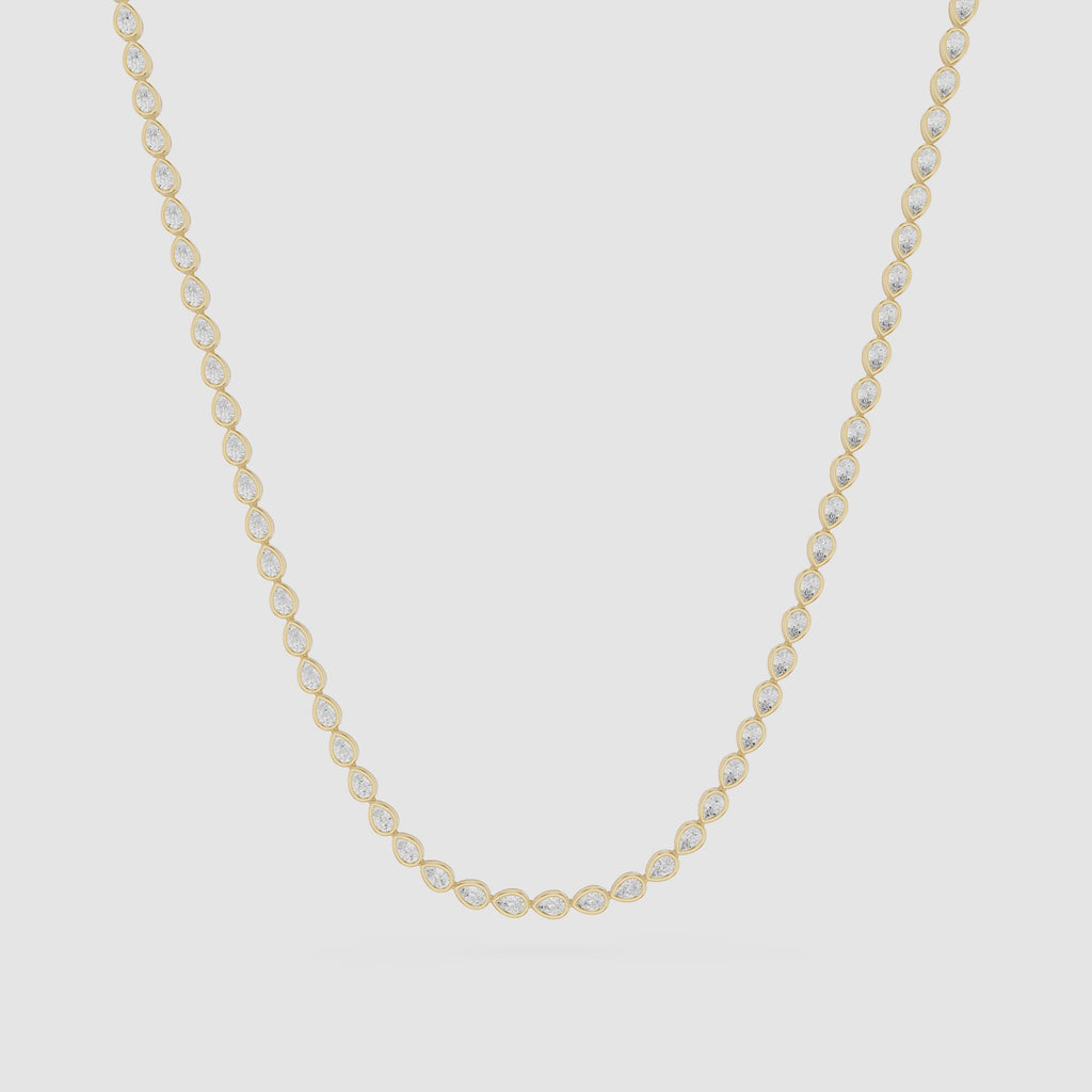Bezel Set Pear Cut Lab Grown Diamond Tennis Necklace