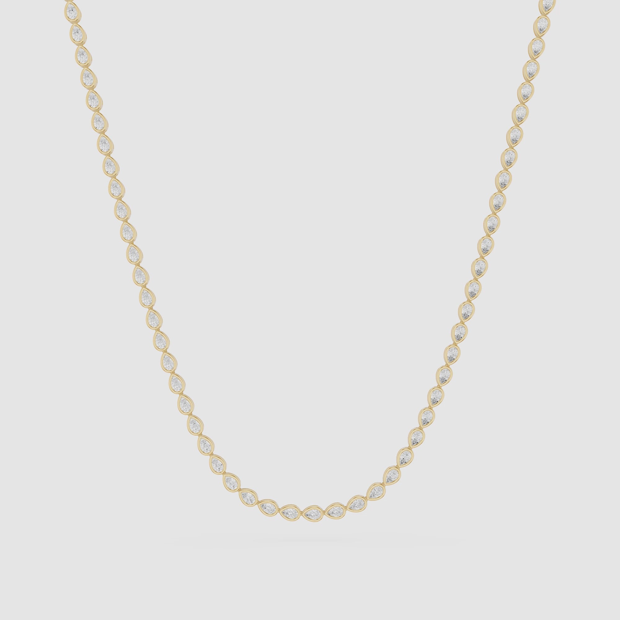 Bezel Set Pear Cut Lab Grown Diamond Tennis Necklace