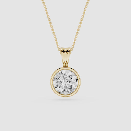 2 Ct Round Cut Lab Grown Diamond Solitaire Bezel Pendant