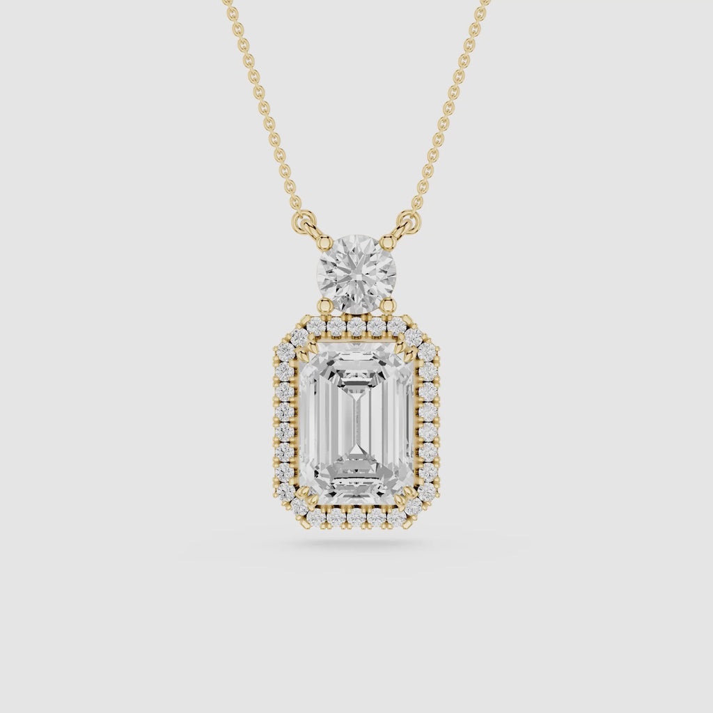 Emerald Cut Halo Lab Grown Diamond Pendant