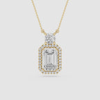 Emerald Cut Halo Lab Grown Diamond Pendant