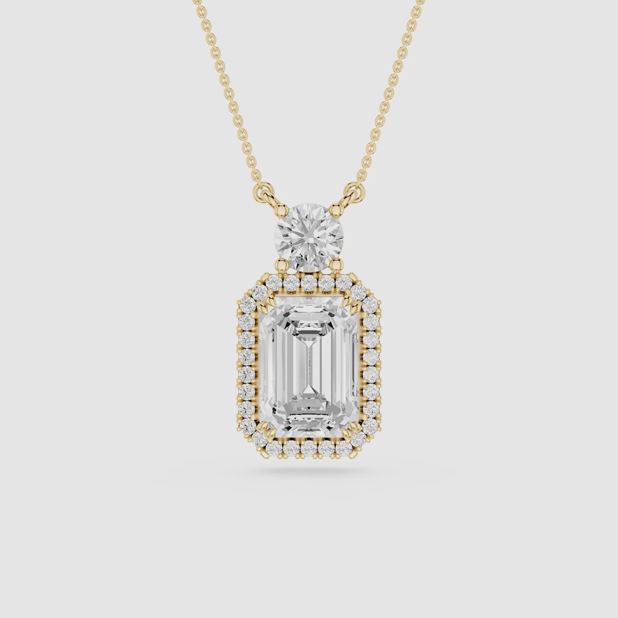 Emerald Cut Halo Lab Grown Diamond Pendant
