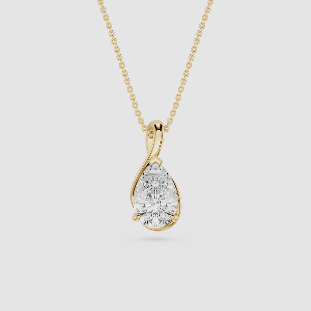 Pear Cut Lab Grown Diamond Drop Pendant