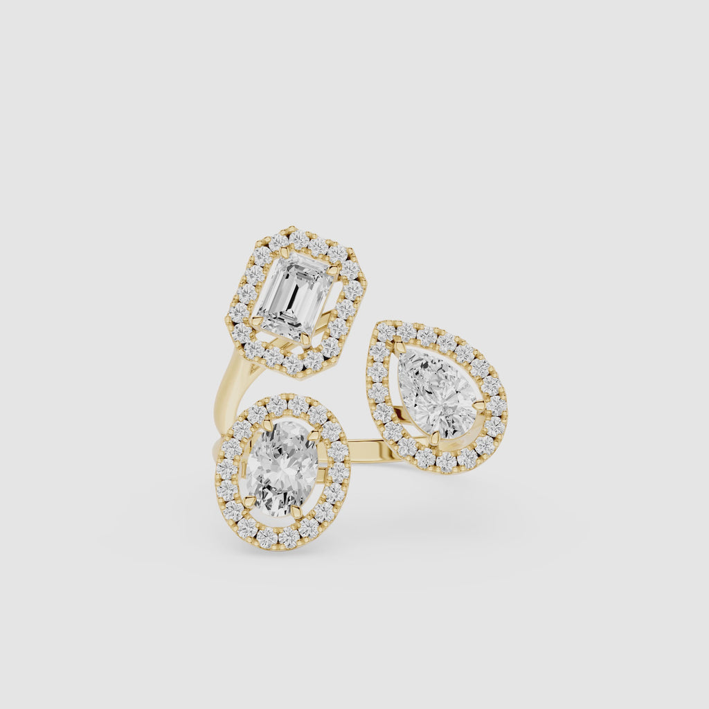Multi Shape Lab Grown Diamond Halo Statement Ring
