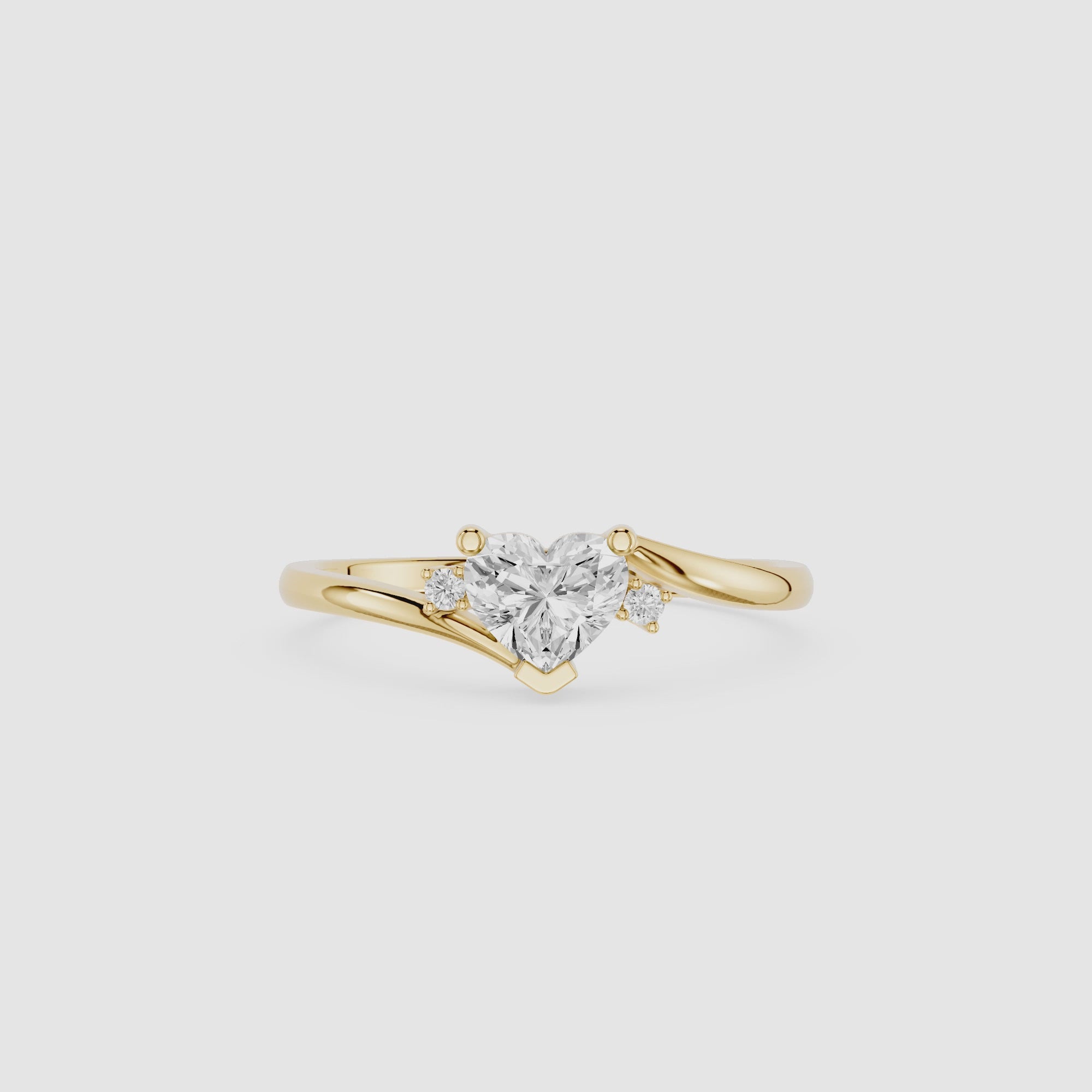 Heart Cut Lab Grown Diamond Bypass Engagement Ring for Women