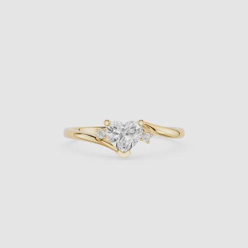 0.5 Ct Heart Cut Lab Diamond Bypass Engagement Ring for Women