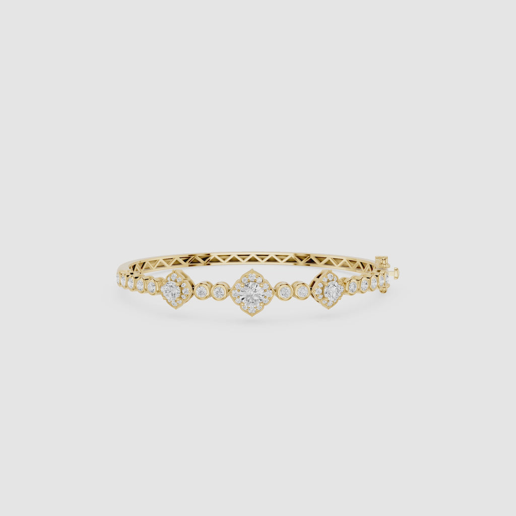 Lab Grown Diamond Halo Station Bangle Bracelet