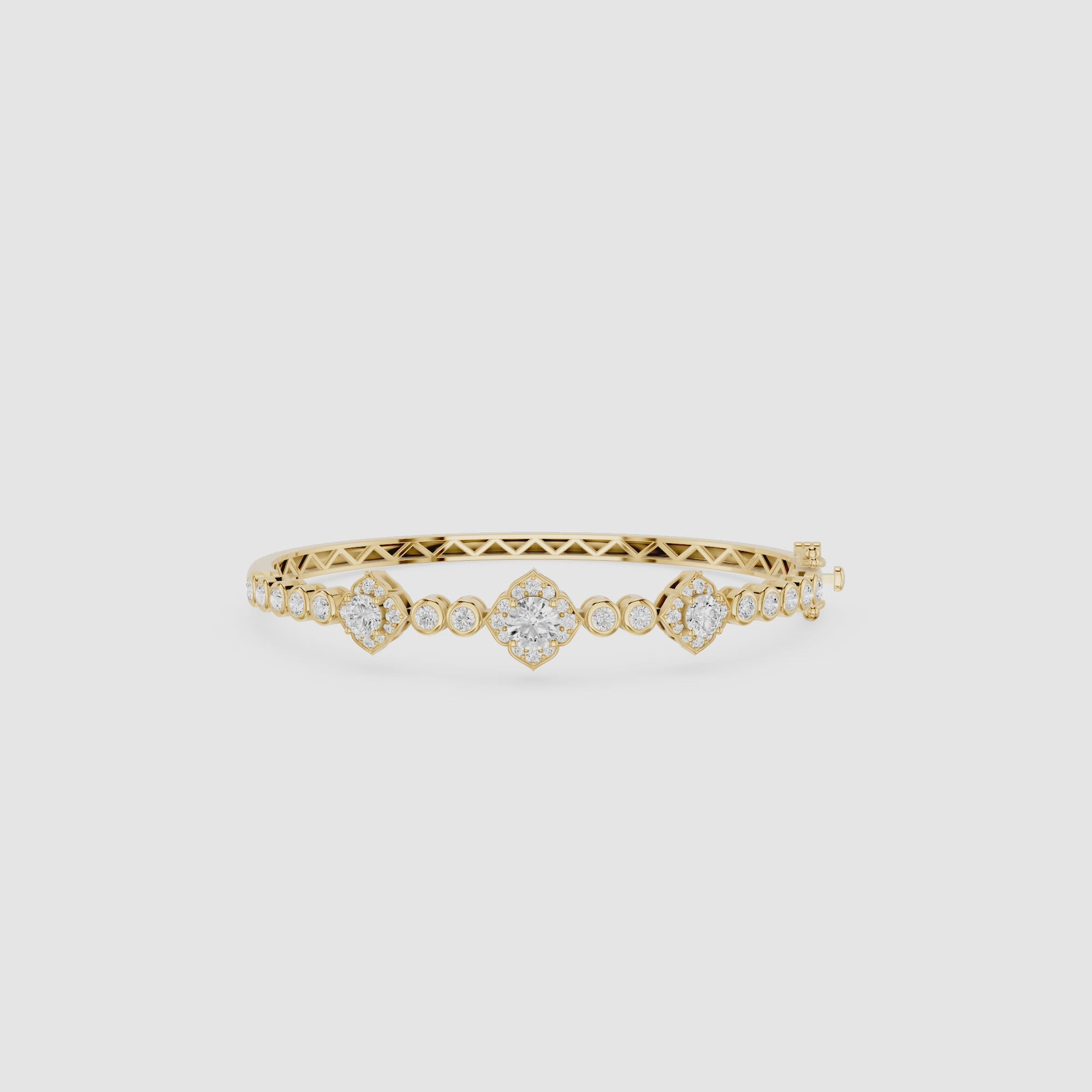 Lab Grown Diamond Halo Station Bangle Bracelet