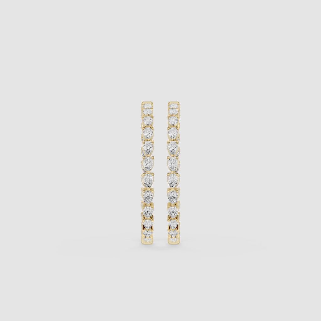 Pear Shape Lab Diamond Inside Out Hoop Earrings