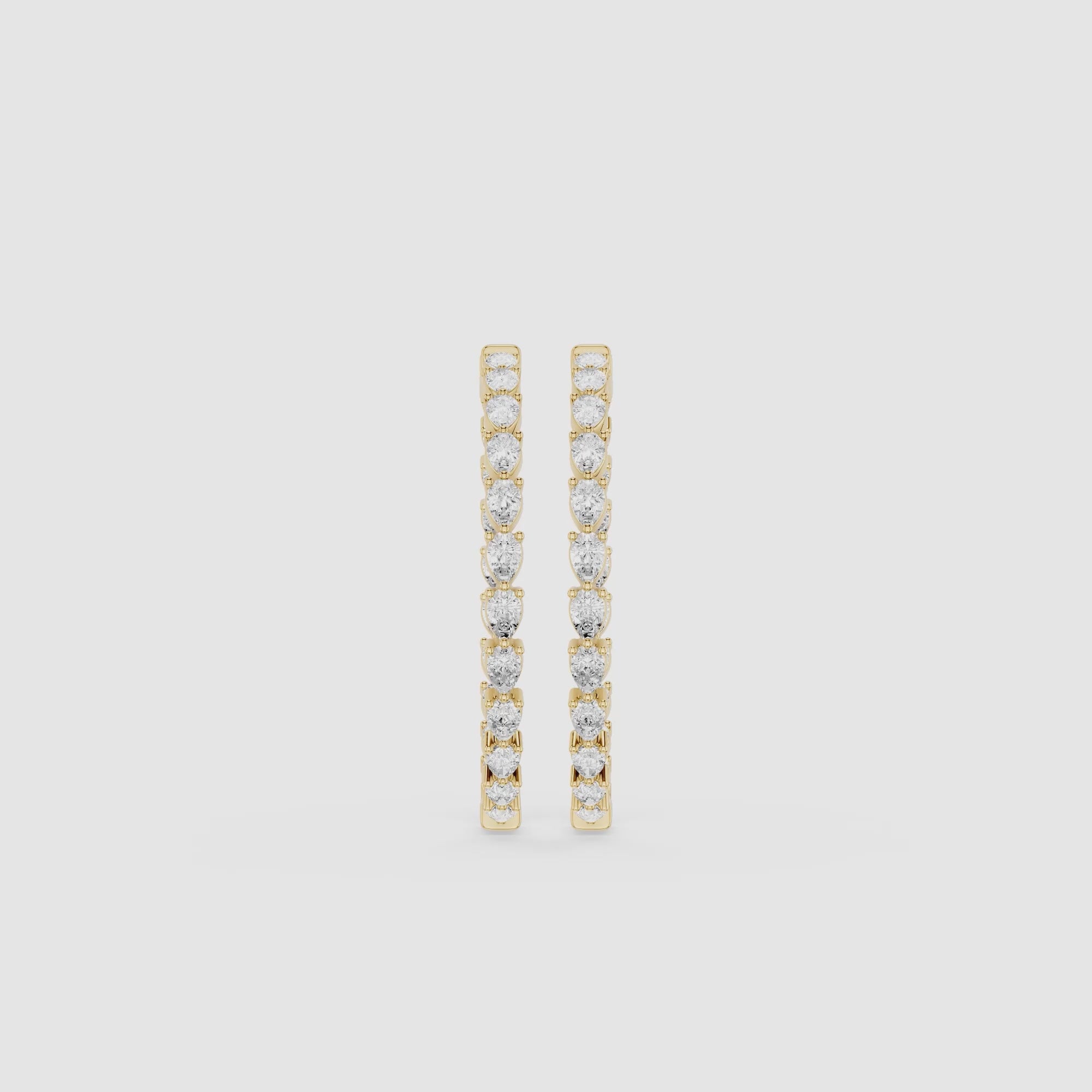 Pear Shape Lab Diamond Inside Out Hoop Earrings