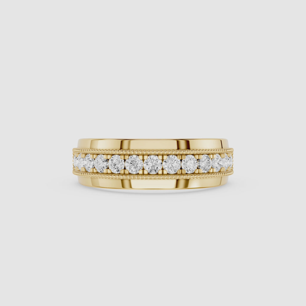 Round Diamond Milgrain Channel Set Band