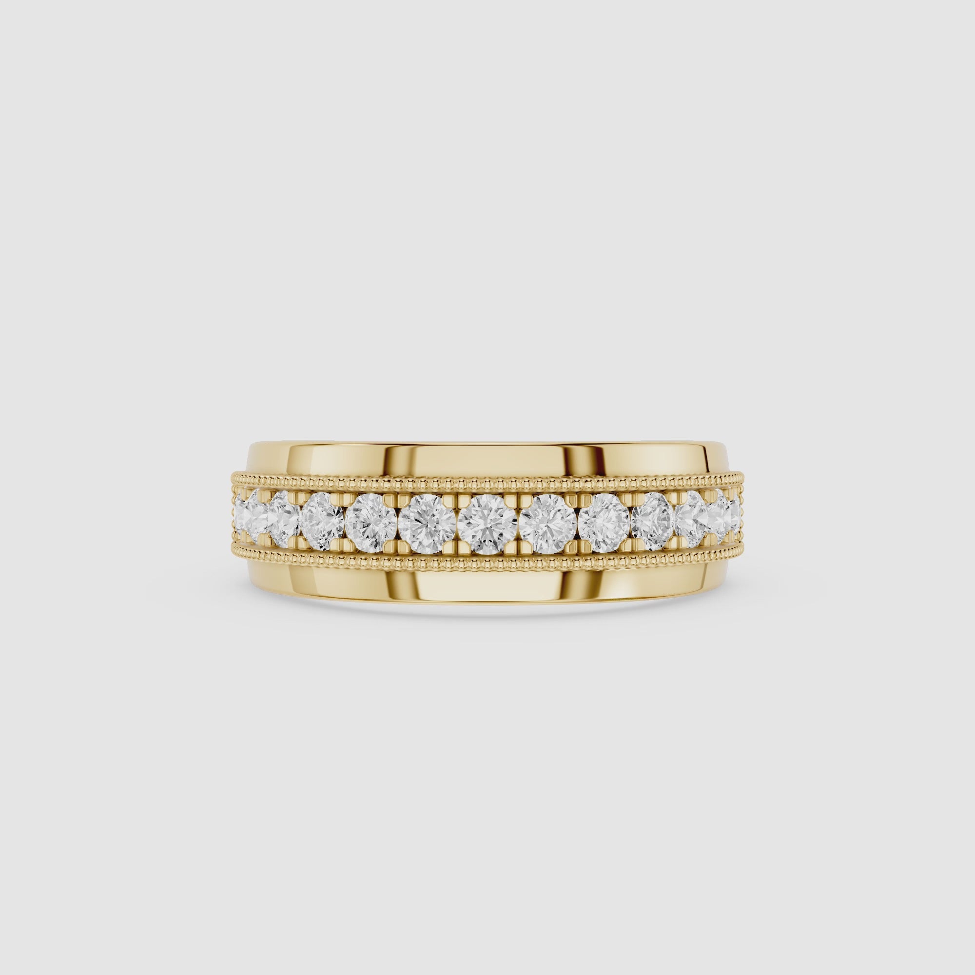 Round Diamond Milgrain Channel Set Band
