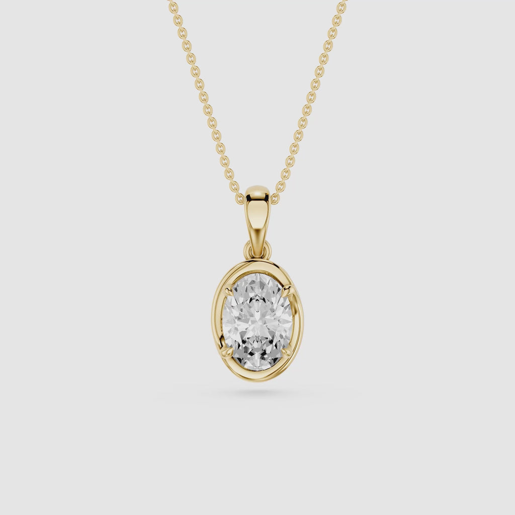 Oval Cut Lab Grown Diamond Solitaire Pendant