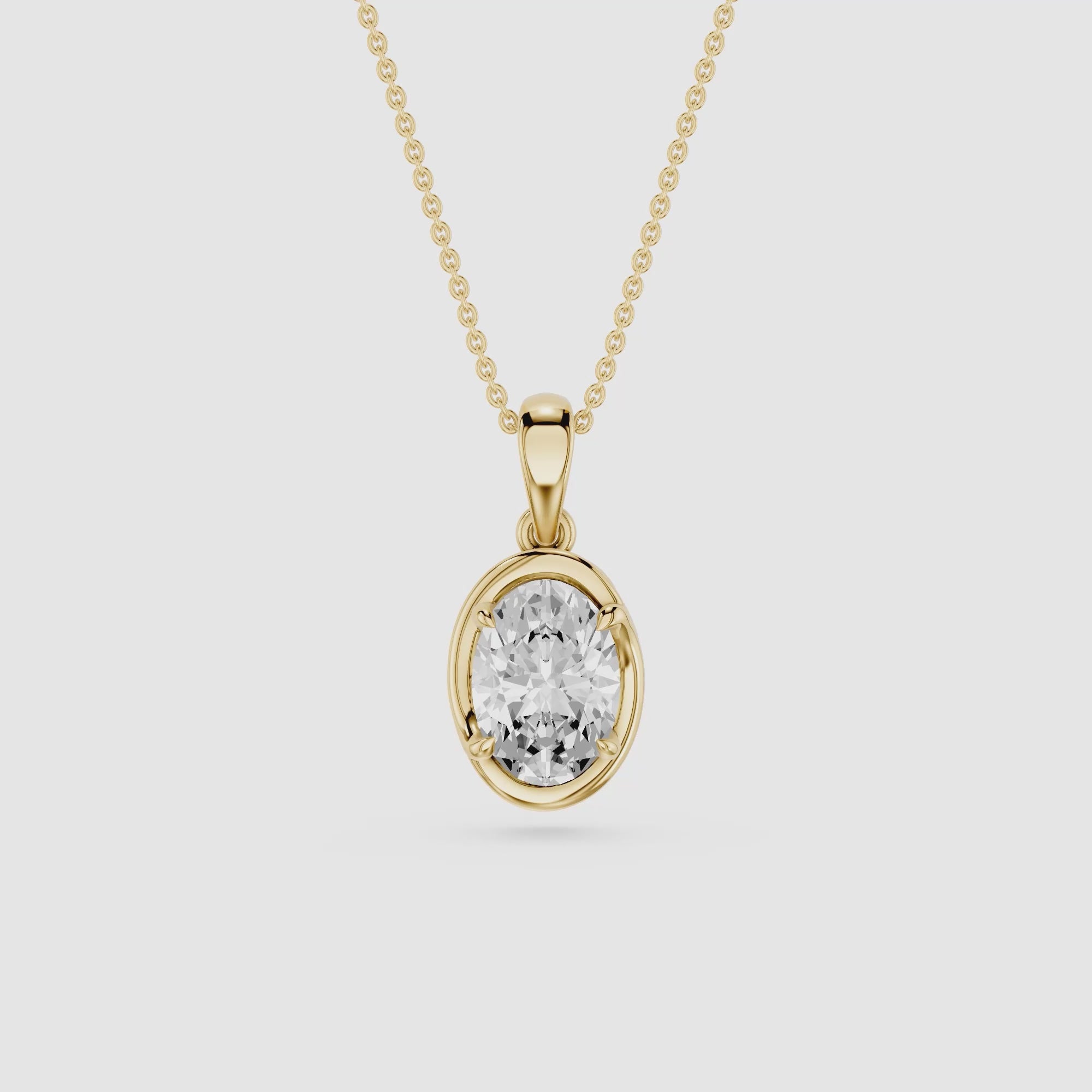 Oval Cut Lab Grown Diamond Solitaire Pendant